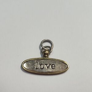 Rare HTF Waxing Poetic Love Oval Two-Tone Charm Pendant